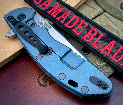 Specialty Hinderer XM-24 Spearpoint Battle Blue Ti Arctic Storm Fat Carbon Fiber with S45VN SW Blade Black HW Holey Clip