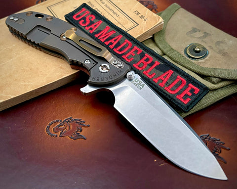 Specialty Hinderer XM-24 Spearpoint Battle Bronze Ti Smooth Textured Natural Micarta with S45VN SW Blade Bronze Ti HW