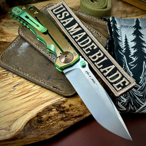 Spartan Blades Harsey Folder Sasquatch at Sunset Special Edition MAGNACUT Bronze Ti Hardware - USA MB