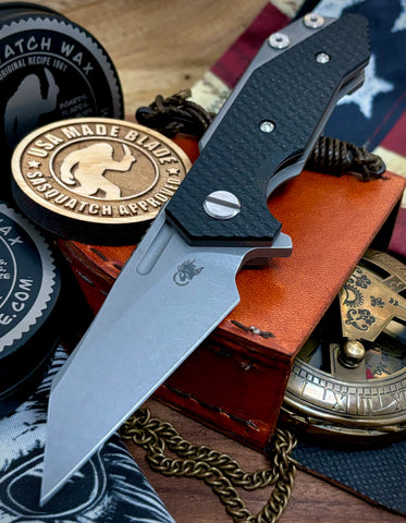 Wharnie Hinderer Half Track Gen 2 Black G10 Working Finish Ti with Working Finish Magnacut Blade