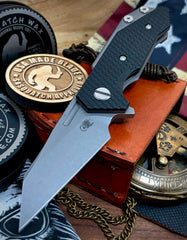 Wharnie Hinderer Half Track Gen 2 Black G10 Working Finish Ti with Working Finish Magnacut Blade