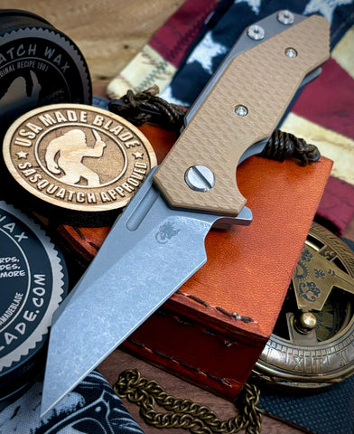 Wharnie Hinderer Half Track Gen 2 Coyote G10 Working Finish Ti with Working Finish Magnacut Blade