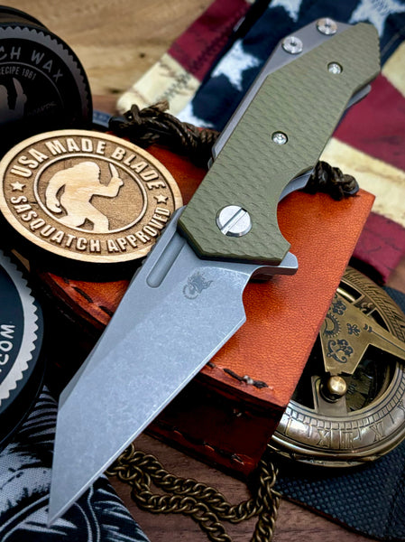 Wharnie Hinderer Half Track Gen 2 OD G10 Working Finish Ti with Working Finish Magnacut Blade