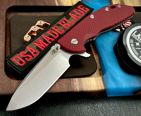 Hinderer XM-24 Spearpoint Red G10 Working Finish Ti and S45VN Stonewashed Blade