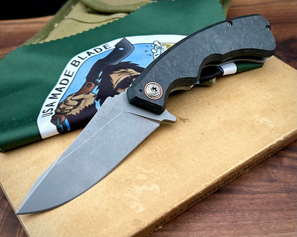 Wilmont Knives Mini PRSA Shred Carbon Fiber Ti Framelock Ti Hardware S35VN Blade Copper Pivot Collar