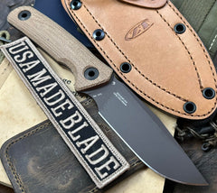 ZT0004 with Cru-Wear Blade, Canvas Micarta Handles, and Tan Leather Sheath - USA MB