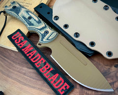 Freeman 5" 451 Fixed Blade with Magnacut Steel FDE Blade with Camo G10 - USA MB