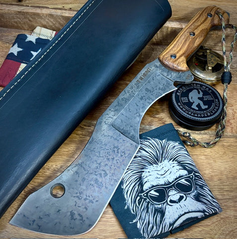 T.M. Hunt Full Custom M18 #691 with Silver Maple Handle with Black Custom Leather Sheath and Forced Patina O1