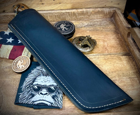 T.M. Hunt Full Custom M18 #691 with Silver Maple Handle with Black Custom Leather Sheath and Forced Patina O1