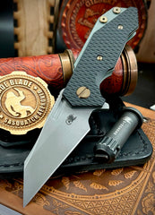 Ammo Can Green Wharnie Hinderer Half Track Gen 2 Black G10 Anodized Working Finish Ti with Working Finish Magnacut Blade and Bronzed Out HW