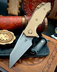 Battle Bronzed Out Wharnie Hinderer Half Track Gen 2 Coyote G10 Anodized Working Finish Ti with Working Finish Magnacut Blade and Bronzed Out HW