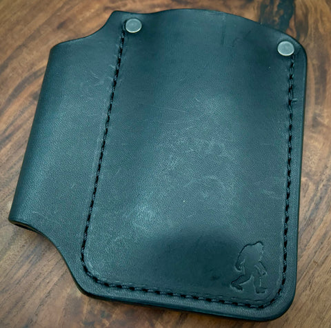 Sasquatch custom Black Leather EDC Pen & Knife Carrier Made by Grey Leather exclusively for USA Made Blade - USA MB