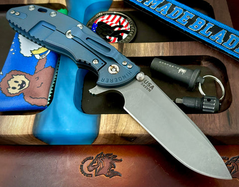 Hinderer XM-24 Spearpoint Black G10 Battle Blue Ti and S45VN Working Finish Blade - USA MB