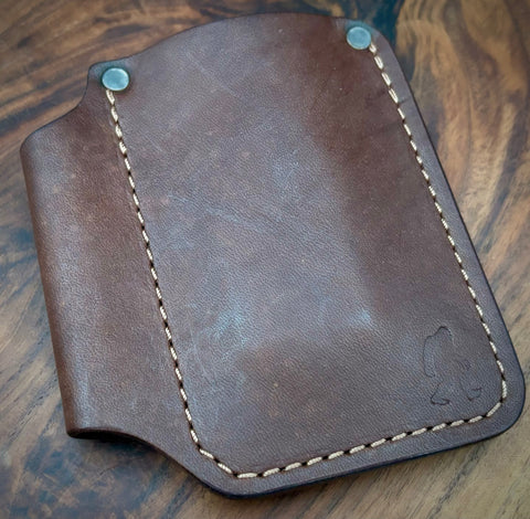 Sasquatch custom Brown Leather EDC Pen & Knife Carrier Made by Grey Leather exclusively for USA Made Blade - USA MB