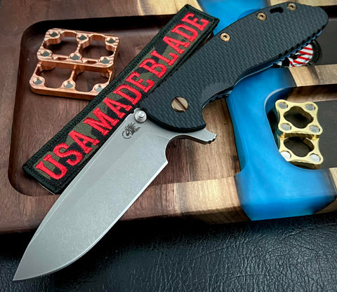Hinderer XM-24 Spearpoint Black G10 Battle Blue Ti with S45VN Working Finish Blade and Bronzed Out Hardware