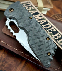 A2D Mark 2 Medium Satin Hiatsu-Rising Grind Magnacut Blade Celtic Knot Ti on Washers - USA MB