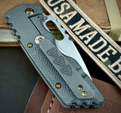 A2D Mark 2 Medium Satin Hiatsu-Rising Grind Magnacut Blade Celtic Knot Ti on Washers - USA MB