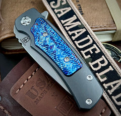 Chelette Custom Knives Gur Full Ti S30V Timascus Inlay with  Ti Hardware - USA MB