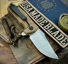 Les George ESV Flipper FDE DLC Sweep Ti, S45VN Blade, Black DLC Hardware and Black DLC Pocket Clip - USA MB