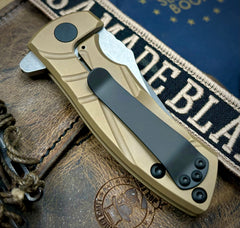 Les George ESV Flipper FDE DLC Sweep Ti, S45VN Blade, Black DLC Hardware and Black DLC Pocket Clip - USA MB