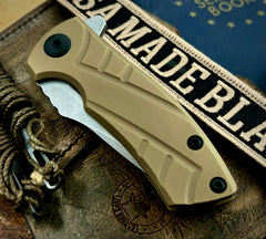 Les George ESV Flipper FDE DLC Sweep Ti, S45VN Blade, Black DLC Hardware and Black DLC Pocket Clip - USA MB