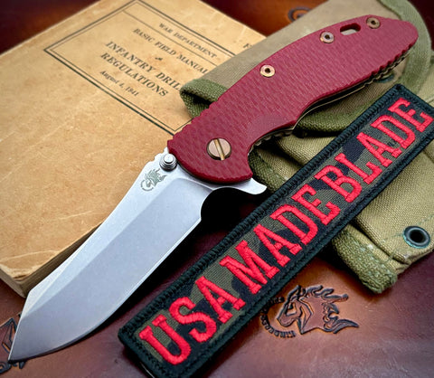 Bronzed Out Hinderer XM-18 3.5 Skinner Bronze Anodized Ti Red G10 Stonewashed S45VN Blade Bronze Heat Ano Hardware