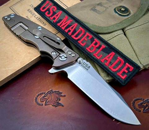 Hinderer Eklipse 3.5" Spearpoint OD Green G10 Bronze Anodized Ti andd Stonewashed S45VN Blade