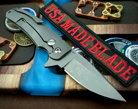 Chelette Custom Knives Gur Full Ti S30V Orange G10 Inlay Ti Hardware - USA MB