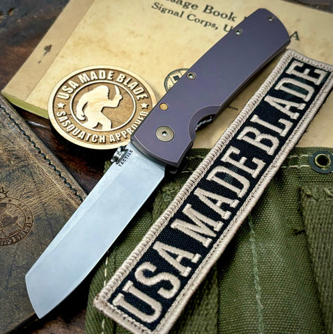High Res Purple Mariner 2 Full Ti Liner Lock from Tactile Knife Co. with Magnacut Blade and Bronzed Out HW - USA MB