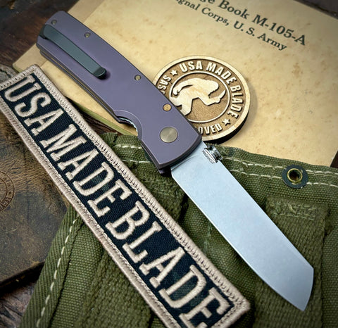High Res Purple Mariner 2 Full Ti Liner Lock from Tactile Knife Co. with Magnacut Blade and Bronzed Out HW - USA MB