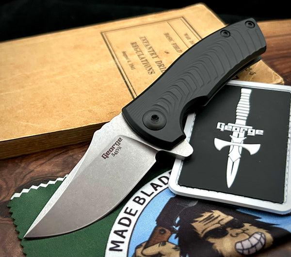 Les George ESV Flipper Black DLC Morph Ti & S45VN Blade EXCLUSIVE