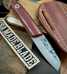 Fiddleback Forge Shaman Red Brick Burlap Micarta Tapered Tang A2 - USA MB