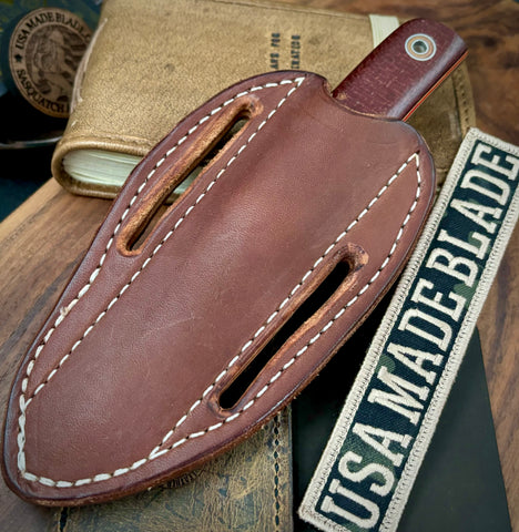 Fiddleback Forge Shaman Red Brick Burlap Micarta Tapered Tang A2 - USA MB