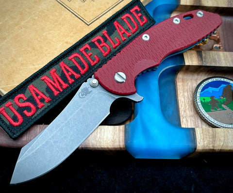 Hinderer XM-18 3.5 Skinner Battle Blue Ti Red G10 Working Finish S45VN Blade - USA MB