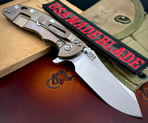 Hinderer XM-18 3.5 Skinner Bronze Anodized Ti Red G10 Stonewashed S45VN Blade