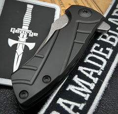 Les George Knives ESV Flipper Black DLC Sweep Ti and S45VN Blade USA Made Blade EXCLUSIVE - USA MB