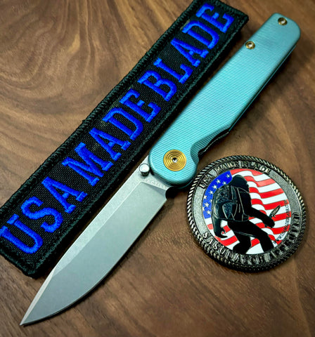 Mint Green with Bronze Hardware Anodized Tactile Knives Rockwall Thumbstud Ti Liner Lock in Magnacut - USA MB