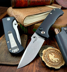 Defiant-7 Talos Button Lock with Magnacut Blade and Black Hardcoat Anodized Aluminum Handles - USA MB
