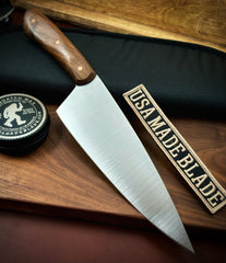Nicholas Nichols Full Size Chef Knife with Walnut Handles, Copper Pins, and Nitro-V Steel - USA MB