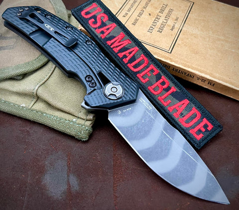 Zero Tolerance Knives ZT0308BLKTS with custom Smooth Carbon Fiber LMF Scale - USA MB
