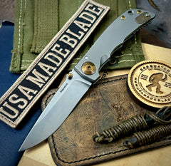 Spartan Harsey Folder 3.25 Stonewashed Magnacut Blade with Bronze Anodized Hardware - USA MB