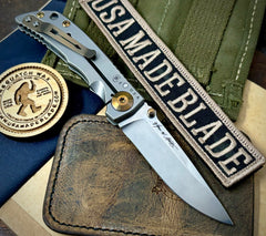 Spartan Harsey Folder 3.25 Stonewashed Magnacut Blade with Bronze Anodized Hardware - USA MB