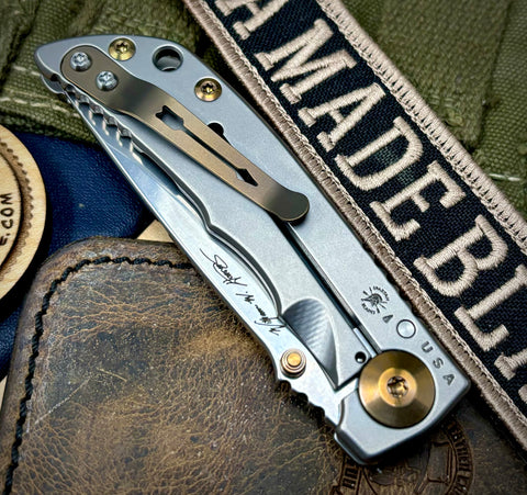 Spartan Harsey Folder 3.25 Stonewashed Magnacut Blade with Bronze Anodized Hardware - USA MB