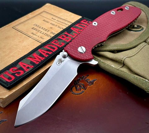 Hinderer XM-18 3.5 Skinner Bronze Anodized Ti Red G10 Stonewashed S45VN Blade