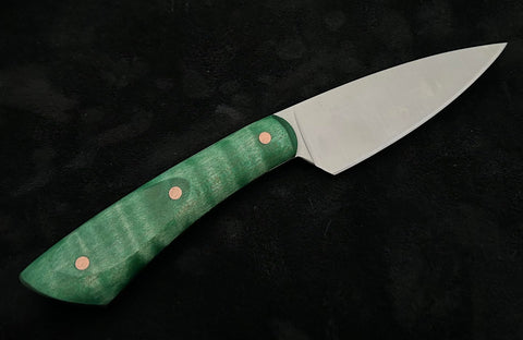 Nicholas Nichols Petty Knife with Green Maple Handles, Copper Pins and Nitro-V - USA MB