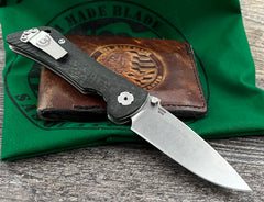 Sothern Grind Spider Monkey Carbon Fiber Scales Tumbled Satin Drop Point S35VN Blade - USA MB