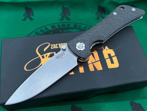 Sothern Grind Spider Monkey Carbon Fiber Scales Tumbled Satin Drop Point S35VN Blade - USA MB