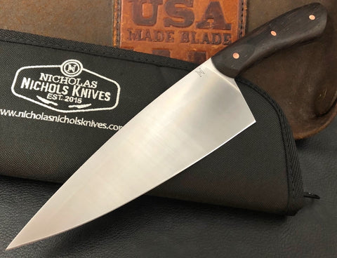 Nicholas Nichols Chef Knife Wenge with Copper Pins Nitro-V - USA Made Blade
