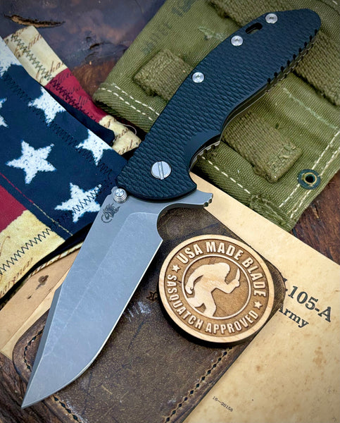 Hinderer XM-24 Harpoon Spanto Black G10 Battle Bronze Ti and S45VN Working Finish Blade