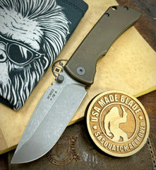 McNees Knives Mac-2 3.0" (GEN-2) Atomic Bronze Ti Stonewashed Magnacut Hollow Ground Blade Stonewashed HW